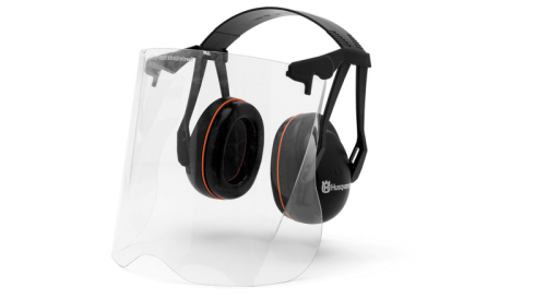hallásvédő arcvédővel kertészeti munkákhoz